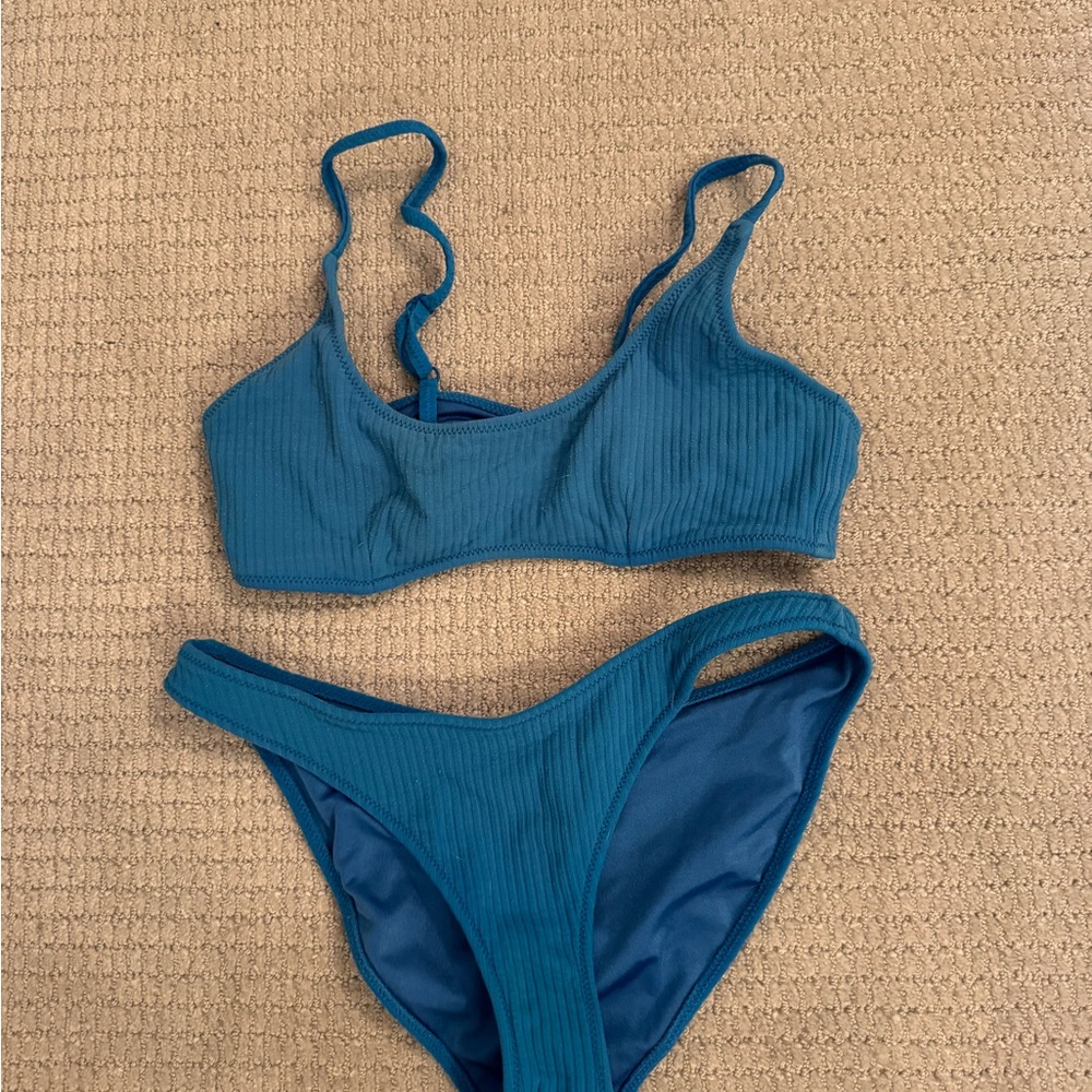 Triangl Swimwear Deep Blue Ribbed Bikini